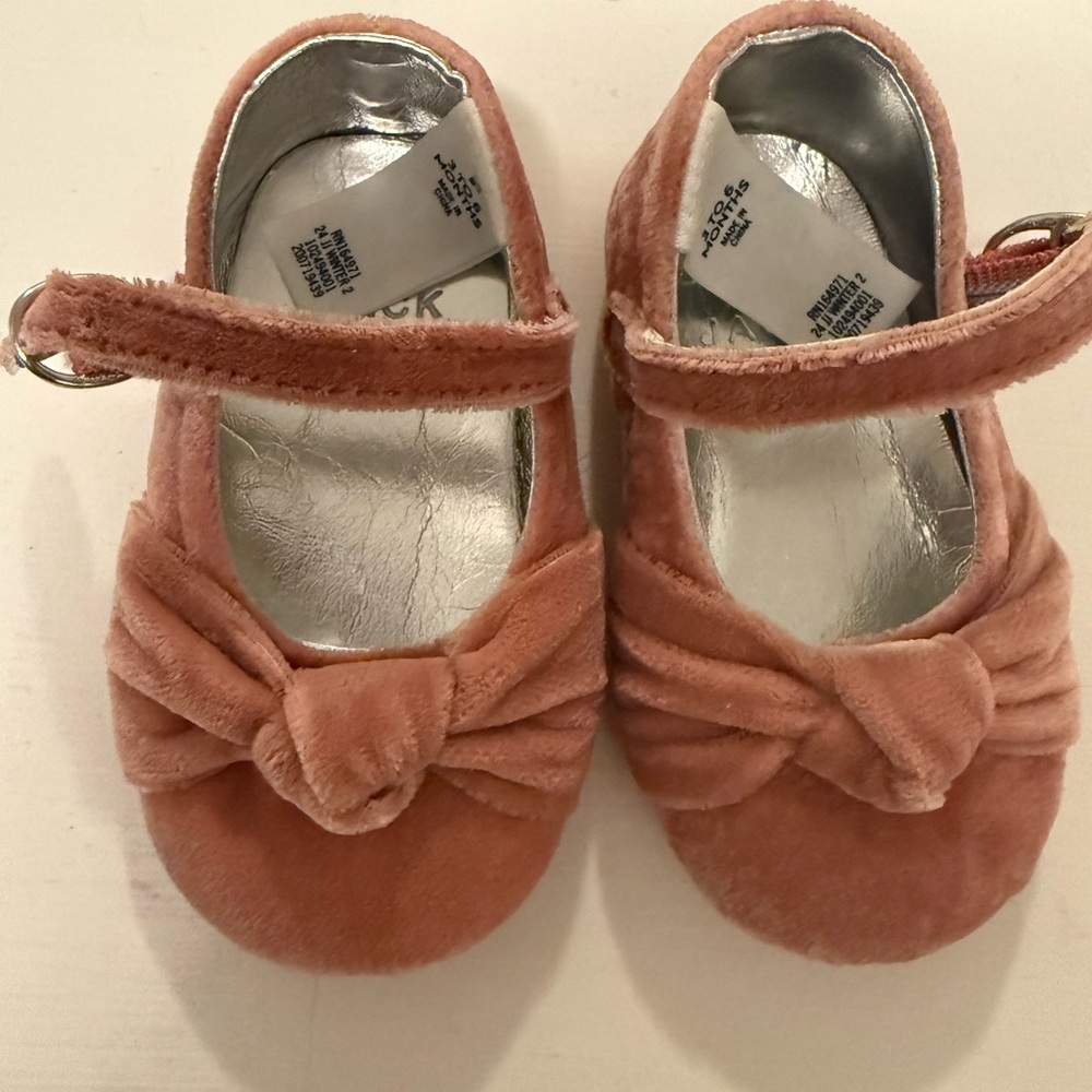 Janie and Jack Pink Velvet Baby Shoes